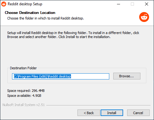 Reddit Desktop Install Path Selection